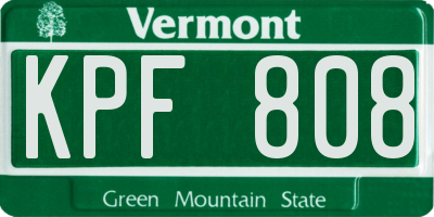 VT license plate KPF808