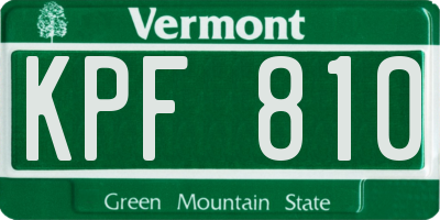 VT license plate KPF810