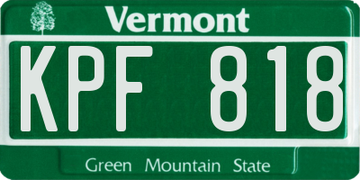 VT license plate KPF818