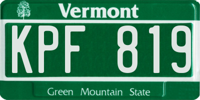 VT license plate KPF819