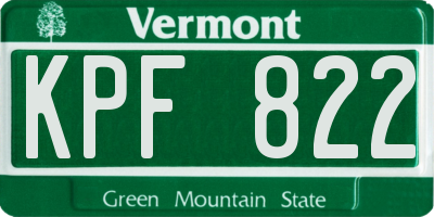 VT license plate KPF822
