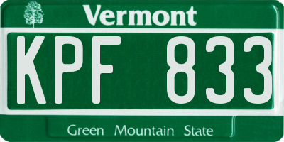 VT license plate KPF833