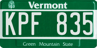 VT license plate KPF835