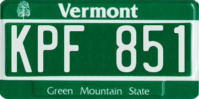 VT license plate KPF851