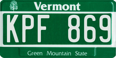 VT license plate KPF869