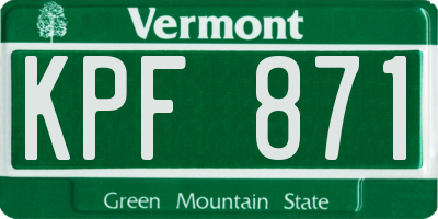 VT license plate KPF871