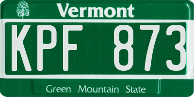 VT license plate KPF873