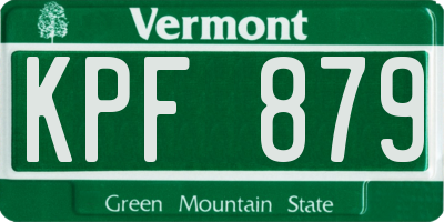 VT license plate KPF879