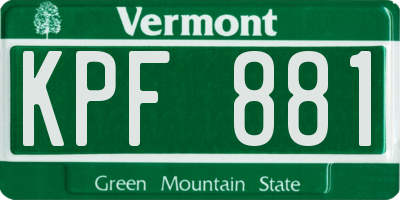 VT license plate KPF881