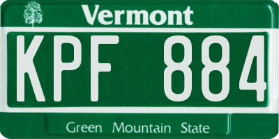 VT license plate KPF884
