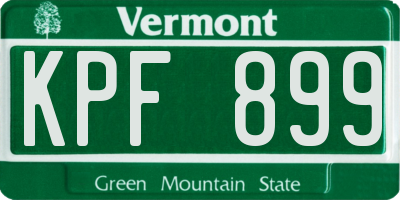 VT license plate KPF899