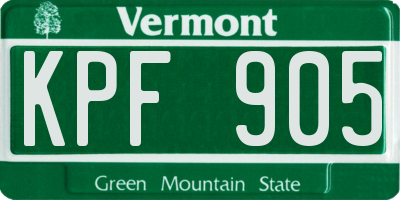 VT license plate KPF905