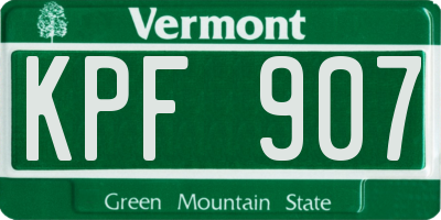 VT license plate KPF907
