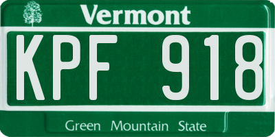 VT license plate KPF918