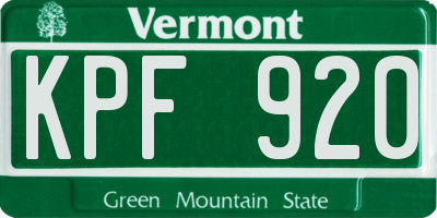 VT license plate KPF920