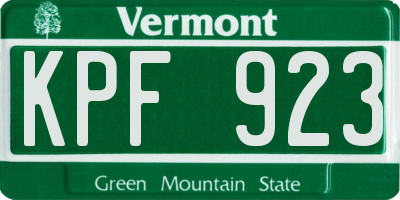 VT license plate KPF923