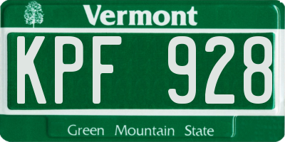 VT license plate KPF928