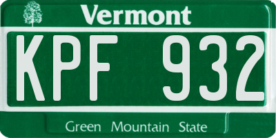 VT license plate KPF932