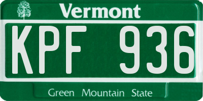VT license plate KPF936
