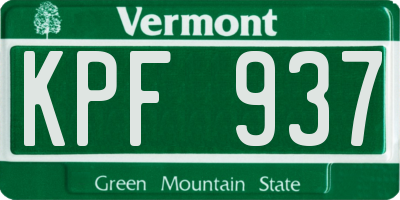 VT license plate KPF937