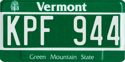 VT license plate KPF944