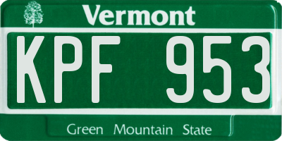 VT license plate KPF953