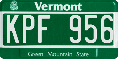 VT license plate KPF956