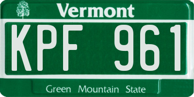 VT license plate KPF961