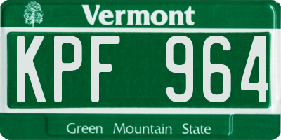 VT license plate KPF964
