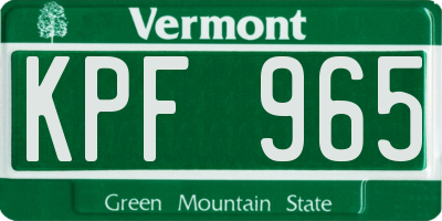 VT license plate KPF965