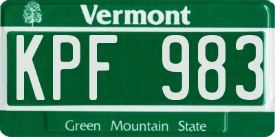 VT license plate KPF983