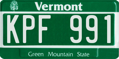 VT license plate KPF991