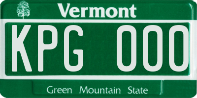 VT license plate KPG000