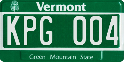 VT license plate KPG004