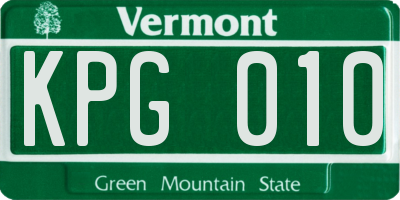 VT license plate KPG010