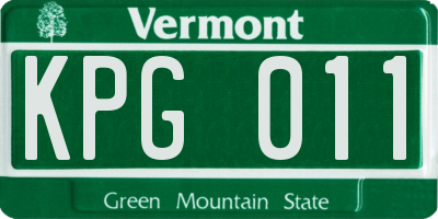 VT license plate KPG011