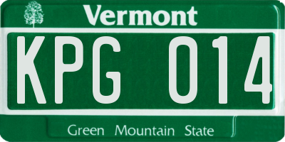 VT license plate KPG014