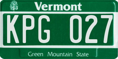 VT license plate KPG027