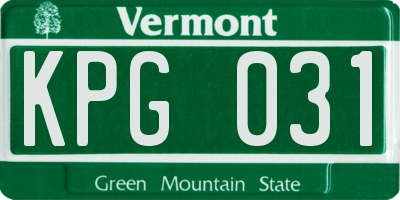 VT license plate KPG031