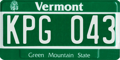 VT license plate KPG043
