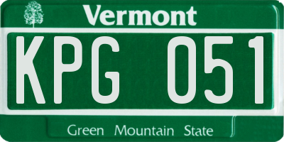 VT license plate KPG051