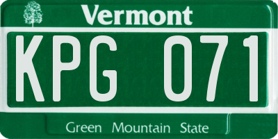 VT license plate KPG071