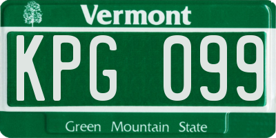 VT license plate KPG099