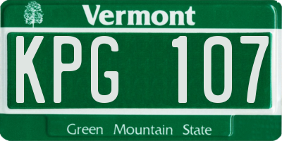 VT license plate KPG107
