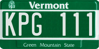 VT license plate KPG111