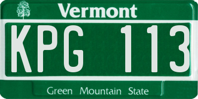 VT license plate KPG113