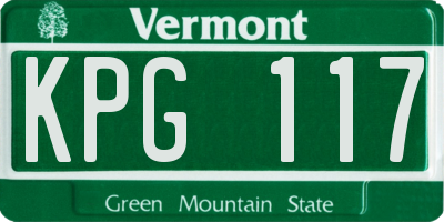 VT license plate KPG117