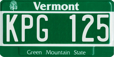 VT license plate KPG125