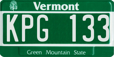 VT license plate KPG133