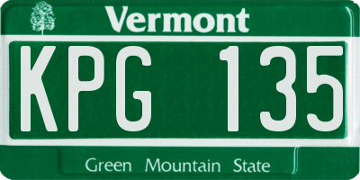 VT license plate KPG135